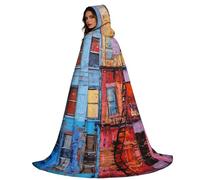 YOSUWOAI Capa de Halloween con capucha, poncho medieval, largo, medieval, con capucha, para cosplay, fiestas de disfraces y más renacentistas, capa con capucha, capa vintage de mago