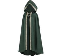 YOSUWOAI Capa medieval para mujer, con capucha, abrigo con puño, monocolor, elegante gabardina, renacimiento, capa larga con capucha, disfraz de vampiro, O Verde, S