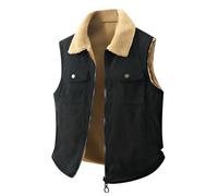 YOSUWOAI Chaleco de invierno para hombre, chaleco de trabajo, cálido, forro polar, sin mangas, chaleco de forro polar, chaleco de felpa sin mangas, elegante chaleco de invierno, chaleco vintage para