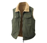 YOSUWOAI Chaleco de invierno para hombre, chaleco de trabajo, cálido, forro polar, sin mangas, chaleco de forro polar, chaleco de felpa sin mangas, elegante chaleco de invierno, chaleco vintage para