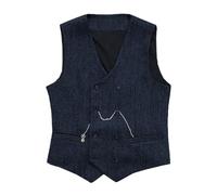 YOSUWOAI Chaleco de traje para hombre, chaleco de lana de doble botonadura, chaleco de tweed para boda, vintage, clásico, chaleco formal de corte regular, elegante, chaleco de traje, chaleco de baile