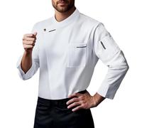 YOSUWOAI Chaqueta de chef para hombre, manga larga, uniforme, chaqueta de panadero, abrigo de cocina, ropa de cocina, restaurante, uniforme de cocina, restaurante, cuello alto, chef, chaqueta de
