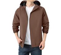 YOSUWOAI Chaqueta de exterior para hombre, de un solo color, para senderismo, camping, chaqueta softshell con capucha, ligera, cortavientos, chaqueta para tiempo libre, chaqueta holgada, chaqueta de