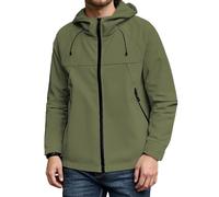 YOSUWOAI Chaqueta de ocio para hombre, resistente al viento, abrigo de senderismo, ajuste holgado, cortavientos, bolsillo con capucha, chaqueta ligera softshell de un solo color, O Ejército Verde, XL