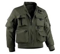 YOSUWOAI Chaqueta táctica versátil casual para hombre Deportes al aire libre a prueba de viento Abrigos bombardero Cuello alto Chaqueta de aviador Color sólido Chaqueta de trabajo con muchos bolsillos