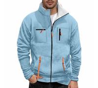 YOSUWOAI Chaquetas de forro polar para hombre, chaqueta de trabajo de manga larga, acolchada, chaqueta de invierno cálida, sin capucha, chaqueta de forro polar, chaqueta térmica cargo con múltiples