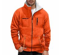 YOSUWOAI Chaquetas de forro polar para hombre, chaqueta de trabajo de manga larga, acolchada, chaqueta de invierno cálida, sin capucha, chaqueta de forro polar, chaqueta térmica cargo con múltiples