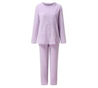YOSUWOAI Conjunto de pijama de dos piezas para mujer, grueso y cálido, ropa de dormir suave para el hogar, ropa de dormir de invierno, cómoda, de franela con parte superior de manga larga y pantalones