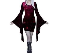 YOSUWOAI Disfraz de Halloween con ropa medieval sangrienta, vestido sexy de Helloween, vestido steampunk, gótico, para fiesta, carnaval, escenario, fiesta, vestido de fiesta espeluznante, P Red, L
