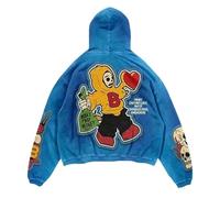 YOSUWOAI Hombres Mujeres Y2K Halloween Hoodie Hip Hop Estampado Jersey con Capucha Gótico Top Oversize Sudadera Otoño Invierno Streetwear Urban Sudadera Harajuku Sudadera, Z5 azul., XL