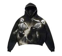 YOSUWOAI Hombres Mujeres Y2K Halloween Hoodie Hip Hop Estampado Jersey con Capucha Gótico Top Oversize Sudadera Otoño Invierno Streetwear Urban Sudadera Harajuku Sudadera, Z6 negro., L