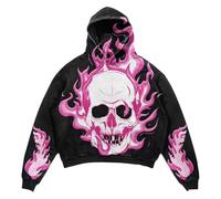 YOSUWOAI Hombres Mujeres Y2K Halloween Hoodie Hip Hop Estampado Jersey con Capucha Gótico Top Oversize Sudadera Otoño Invierno Streetwear Urban Sudadera Harajuku Sudadera, Z Rosa Caliente, 5XL