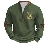 YOSUWOAI Jersey para hombre sin capucha, sudadera con cremallera 1/4, suéter de trabajo al aire libre, suéter grueso cálido de invierno, mitología nórdica, suéter vikingo, suéter navideño, O Verde