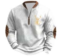 YOSUWOAI Jersey para hombre sin capucha, sudadera con cremallera 1/4, suéter de trabajo al aire libre, suéter grueso cálido de invierno, mitología nórdica, suéter vikingo, suéter navideño, O blanco