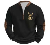 YOSUWOAI Jersey para hombre sin capucha, sudadera con cremallera 1/4, suéter de trabajo al aire libre, suéter grueso cálido de invierno, mitología nórdica, suéter vikingo, suéter navideño, O negro