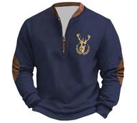 YOSUWOAI Jersey para hombre sin capucha, sudadera con cremallera 1/4, suéter de trabajo al aire libre, suéter grueso cálido de invierno, mitología nórdica, suéter vikingo, suéter navideño, O Navy, L