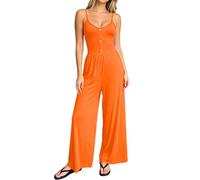 YOSUWOAI Mono Rojo Mujer Sin Mangas Pierna Ancha Mono Mono Mono | Mono rojo sin mangas con piernas anchas, elegante para fiestas y uso diario