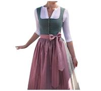 YOSUWOAI Oktoberfest Kostüme Damen Dirndl Kleider Bayerische Kostüm Traditionelle Oktoberfest Outfits Bier Maid Plaid Delantal Fancy Dress Karneval Halloween Maid Cosplay Midi Trachtkleid, Q Verde