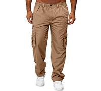 YOSUWOAI Pantalones cargo para hombre, corte recto, táctico, pantalones de trabajo para exteriores, con varios bolsillos, pantalones cargo de un solo color, corte holgado, pantalones de deporte