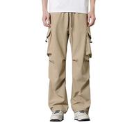 YOSUWOAI Pantalones cargo para hombre, impermeables, pantalones de ocio, hip hop, de secado rápido, transpirables, de un solo color, pantalones de senderismo con pierna ancha, pantalones de