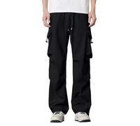 YOSUWOAI Pantalones cargo para hombre, impermeables, pantalones de ocio, hip hop, de secado rápido, transpirables, de un solo color, pantalones de senderismo con pierna ancha, pantalones de