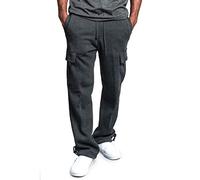 YOSUWOAI Pantalones de trabajo largos para hombre, cintura elástica, pantalones de senderismo con varios bolsillos, pantalones de trabajo sueltos, pantalones de trekking de un solo color, pantalones