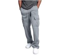 YOSUWOAI Pantalones de trabajo largos para hombre, cintura elástica, pantalones de senderismo con varios bolsillos, pantalones de trabajo sueltos, pantalones de trekking de un solo color, pantalones