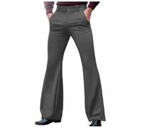 YOSUWOAI Pantalones de traje para hombre, de un solo color, con bolsillos, cómodos, informales, vintage, pantalones de fiesta, club, hip hop, pantalones de los años 80, pantalones retro elásticos