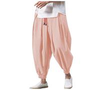 YOSUWOAI Pantalones harén para hombre, hippie, pantalones de ocio, estilo urbano, pantalones de deporte, holgados, cómodos, pantalones de joggy, pantalones de yoga de pierna ancha, pantalones de yoga