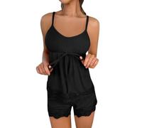 YOSUWOAI Pijama para mujer, con tirantes, pantalones cortos, pijama, monocolor, sexy, ropa para el hogar, juego de pijama divertido, camisón sin brazos, camisón de verano, ropa de dormir de 2 piezas