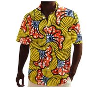 YOSUWOAI Ropa africana para hombre Dashiki camisa africana patchwork bolsillo africano estampado camisa tribal africana vestido gráfico camisas casuales tradicionales para fiesta de club, Z03 amarillo