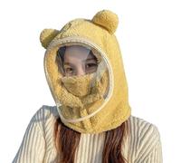 YOSUWOAI Set de máscara para adultos-gorro-envoltura-2 en 1-invierno cortavientos-cálido-desmontable-cortavientos-máscara-envoltura-Pullunder Gorro, O Amarillo Claro, Talla única