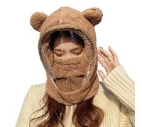 YOSUWOAI Set de máscara para adultos-gorro-envoltura-2 en 1-invierno cortavientos-cálido-desmontable-cortavientos-máscara-envoltura-Pullunder Gorro, O Café., Talla única