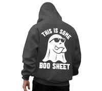 YOSUWOAI Sudadera con capucha de Halloween para hombre, manga larga, divertida, con estampado de fantasma, vintage, sudadera de gran tamaño, con media cremallera, cálida chaqueta con capucha, R Gris