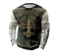 YOSUWOAI Sudadera de mitología nórdica vikinga para hombre, estilo retro, con cuello redondo, manga larga, para cosplay, informal, de manga larga, O Ejército Verde, 5XL