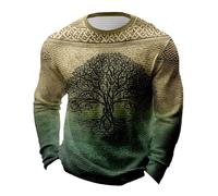 YOSUWOAI Sudadera de mitología nórdica vikinga para hombre, estilo retro, con cuello redondo, manga larga, para cosplay, informal, de manga larga, P Ejército Verde, 5XL