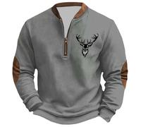 YOSUWOAI Sudadera para hombre con cremallera 1/4, cuello alto, jersey holgado, suéter navideño, mitología nórdica, sudadera vikinga, gótica, medieval, vintage, suéter de trabajo, O gris., L