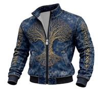 YOSUWOAI Sudadera vikinga para hombre, chaqueta deportiva gótica, medieval, chaqueta de verano, chaqueta de correr, cuello alto, mitología nórdica, chaqueta de entrenamiento, tatuajes vikingos