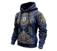 YOSUWOAI Sudadera vikinga para hombre con estampado 3D, diseño de mito nórdico, tatuaje, chaqueta con capucha, estilo vintage, estilo punk, para exteriores, abrigo medieval, P azul., S