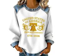 YOSUWOAI Sudadera vintage vaquera para mujer, cuello redondo, suéter occidental, deporte, manga larga, estampado de letras, sudaderas informales, camisetas informales, camisetas deportivas, sudaderas