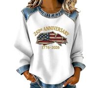 YOSUWOAI Sudadera vintage vaquera para mujer, cuello redondo, suéter occidental, deporte, manga larga, estampado de letras, sudaderas informales, camisetas informales, camisetas deportivas, sudaderas