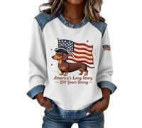 YOSUWOAI Sudadera vintage vaquera para mujer, cuello redondo, suéter occidental, deporte, manga larga, estampado de letras, sudaderas informales, camisetas informales, camisetas deportivas, sudaderas