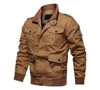 YOSUWOAI Tactics - Chaqueta cargo para hombre, cuello alto, cortavientos, otoño e invierno, chaqueta de entretiempo con muchos bolsillos, chaqueta de senderismo para exteriores, pantalones de trabajo