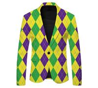 YOSUWOAI Traje de hombre Slim Fit Traje Chaqueta de Carnaval Disfraz Divertido Estampado Chaqueta de Traje Escenario Sakko Cuello en V Blazer Casual Festivo Negocios Hombre Sakko Disco Fiesta Esmoquin