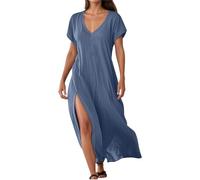 YOSUWOAI Vestido bohemio para mujer, de verano, maxi vestido de playa, ligero y aireado, vestido de verano, línea A, vestido bohemio, elegante, vestido de playa, informal, vestido de playa, manga