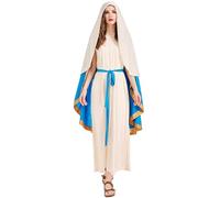 YOSUWOAI Vestido de María para mujer, disfraz de Virgen María, traje de cosplay, túnica para adulto, vestido midi victoriano, vestido tradicional medieval, disfraz de Halloween, atuendo festivo, ropa
