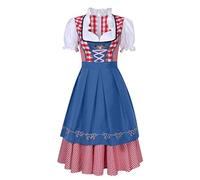 YOSUWOAI Vestido de pradera para mujer, vestido de adulto, histórico del siglo XIX, vestido medieval renacentista, manga larga, vestido de flores, disfraz con delantal y capó, Z02 azul., 3XL