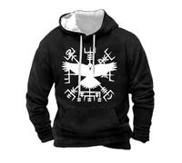 YOSUWOAI Viking Brújula Runen Sudadera con Capucha para Hombre Sudadera con Capucha Estampado 3D Sudaderas Unisex Manga Larga Suéter Capucha Jersey Mitología Nórdica Sudadera con Capucha Ropa de Calle