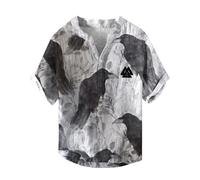 YOSUWOAI Vikingo Henry Shirt Herren Vikinger Vegvisir Kompass Vikinger T-Shirts V-Ausschnitt Baumwolle Leinen T-Shirt Kurzarm Sommershirt 3D Druck Freizeithemd Outdoor Freizeitoberteil, Color gris., S