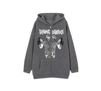 YOSUWOAI Y2K Sudaderas con Capucha Oversized Gótica Skull Skeleton Print Zip Hooded Holgada Sudadera Otoño Primavera Suéter con Capucha Halloween Deporte Sudadera Punk Sudadera Casual Sudaderas, O